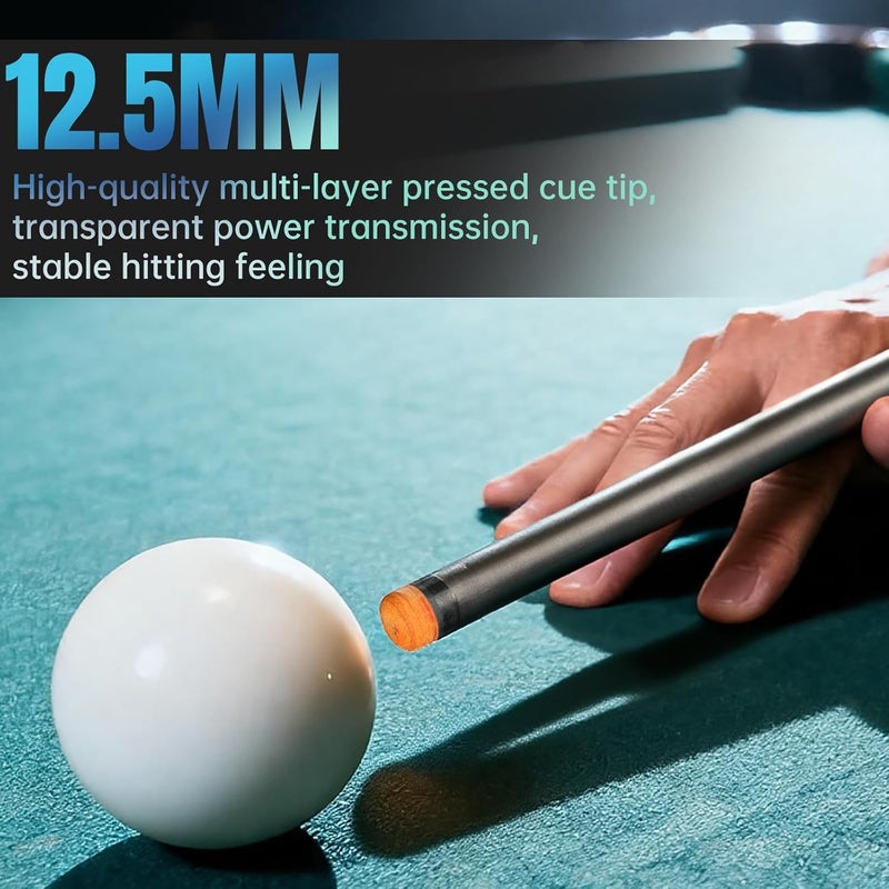 SYNCSHOT Store Carbon Fiber Pool Cue Stick 58" Professional Pool Sticks for Adults Full Carbon Technology Low Deflection Pool Cue Billiard Cues with 12.5mm Tip - Image 3
